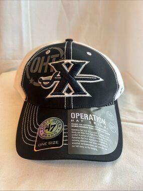 47 Brand Black and White Trucker Hat with Embroidered 'X' Logo
